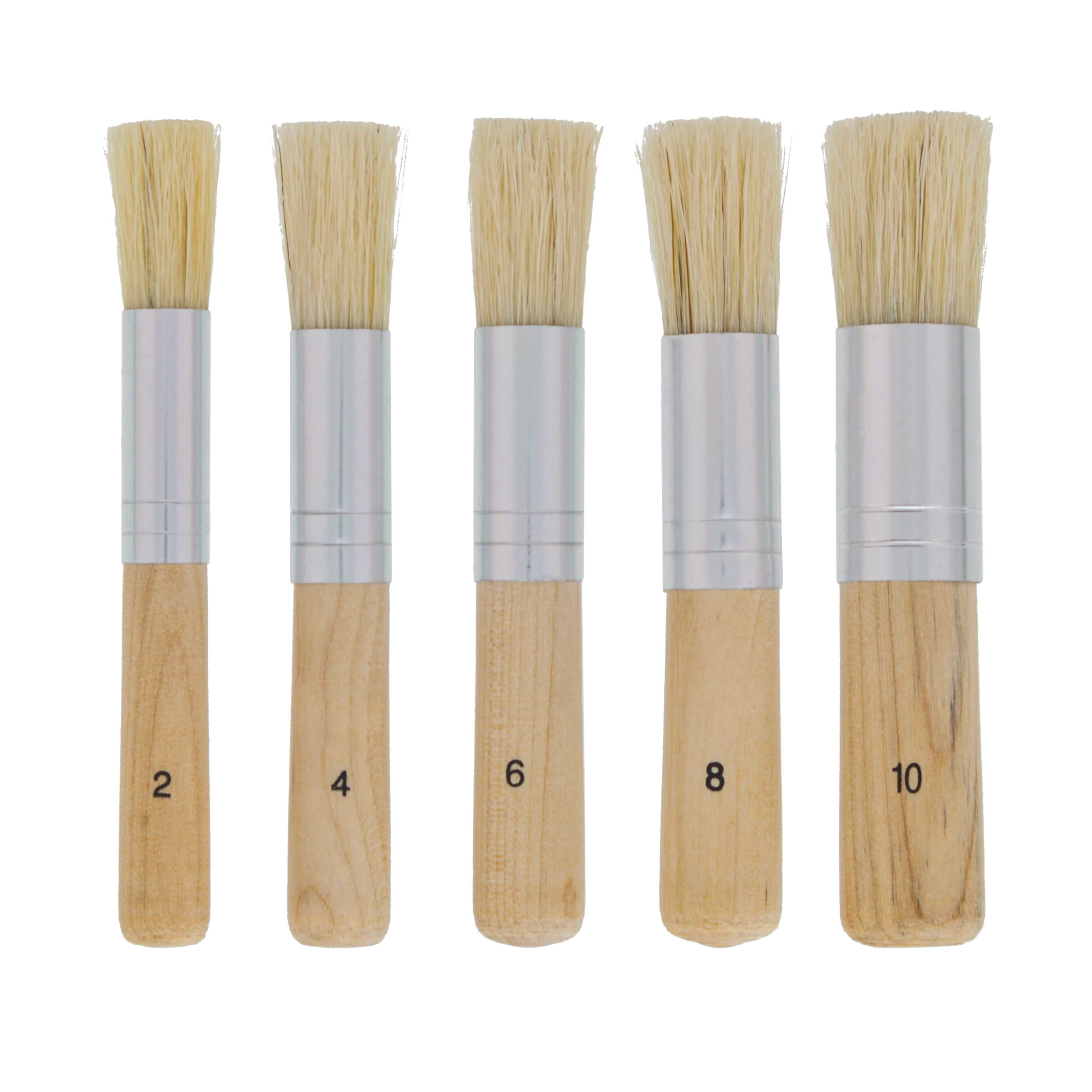 Wooden Stencil Hog Bristle Brush Acrylic Oil Painting Easy To Clean Tool  6pcs