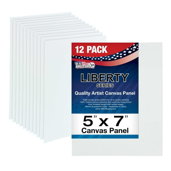 U.S. Art Supply 5 X 7 inch Professional Artist Quality Acid Free Canvas Panels 12-Pack (1 Full Case of 12 Single Canvas Panels)