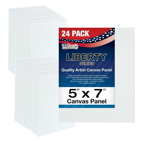 U.S. Art Supply 5 X 7 inch Professional Artist Quality Acid Free Canvas Panels 24 Pack (1 Full Case of 24 Single Canvas Panels)
