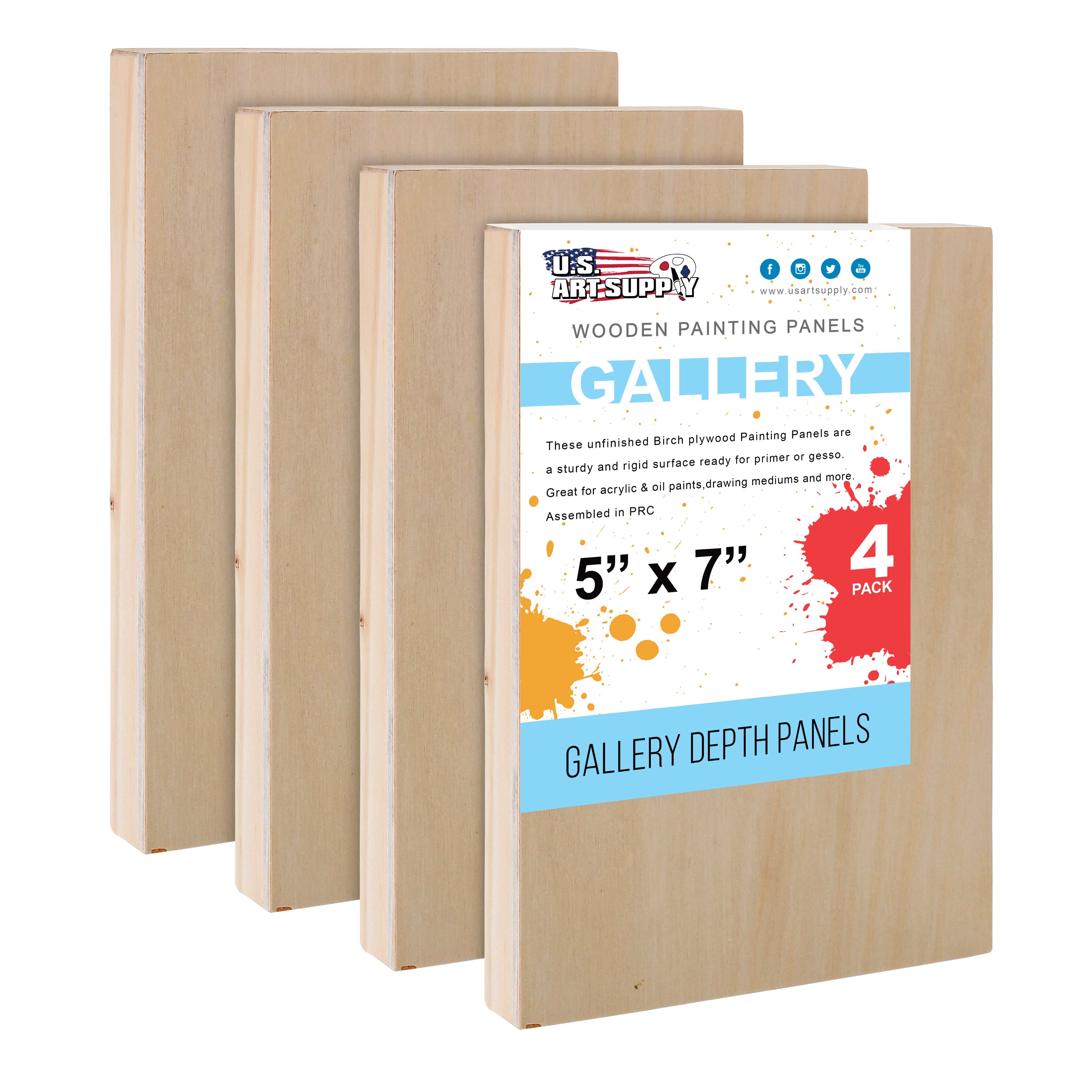 U.S. Art Supply 10 x 10 Birch Wood Paint Pouring Panel Boards, Gallery 1-1/2 Deep Cradle (Pack of 4) - Artist Depth Wooden Wall Canvases - Painting