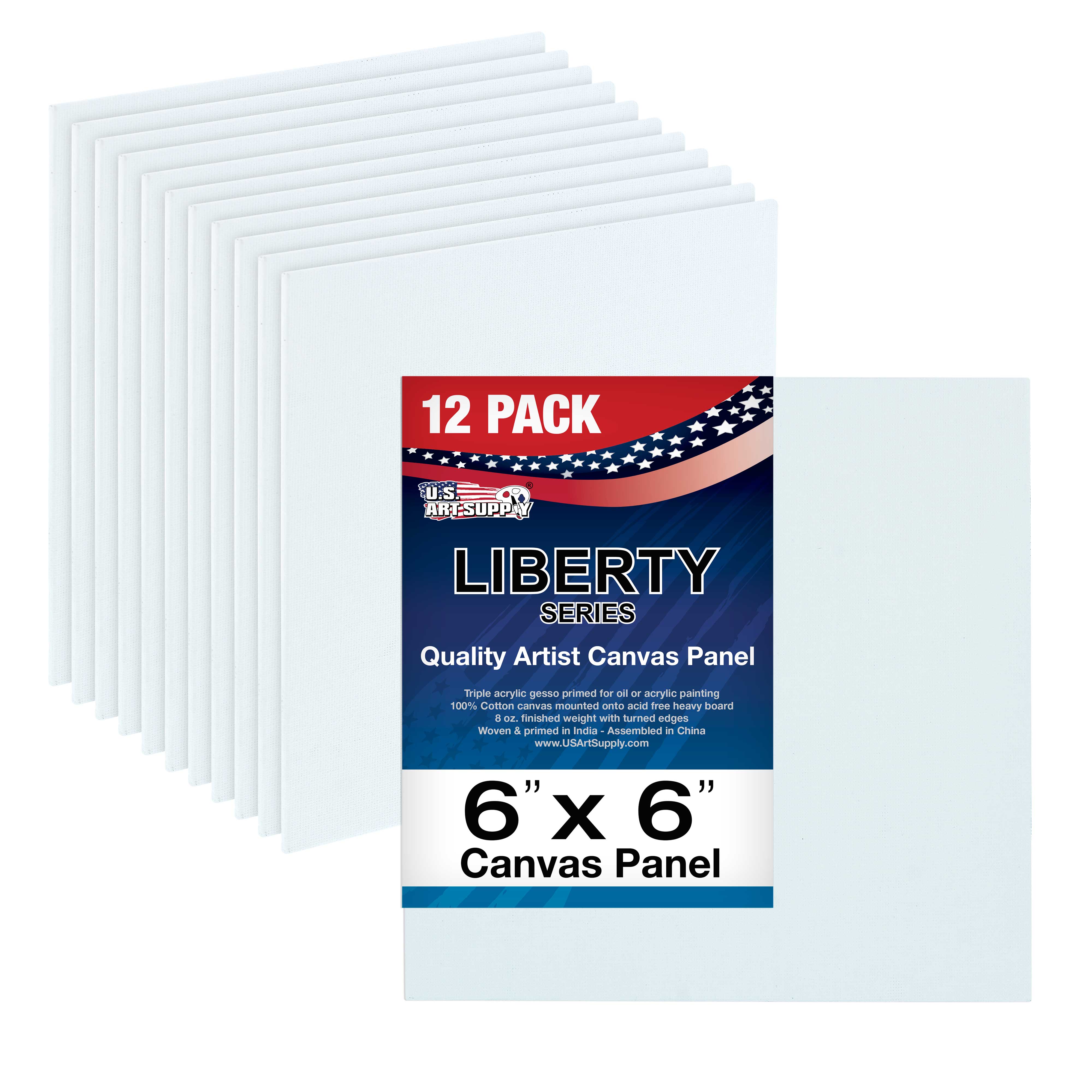 U.S. Art Supply 6 X 6 inch Professional Artist Quality Acid Free Canvas Panel Boards 12-Pack (1 Full Case of 12 Single Canvas Panel Boards) - image 1 of 6