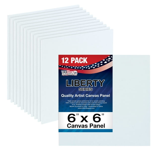 U.S. Art Supply 6 X 6 inch Professional Artist Quality Acid Free Canvas Panel Boards 12-Pack (1 Full Case of 12 Single Canvas Panel Boards)