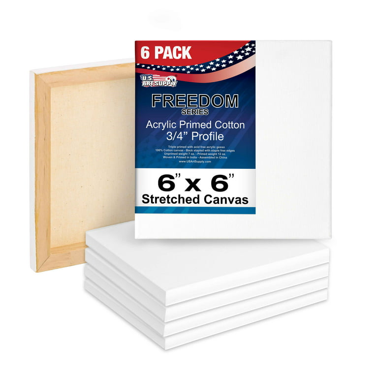 Academy Art Supply Canvases Panels 6 x 6 inch - 100% Cotton Artist Blank  Canvas Board for Painting Pre-gessoed Primed Acid-Free Blank Canvas Perfect  for Acrylic and Oil Painting Pack of 12