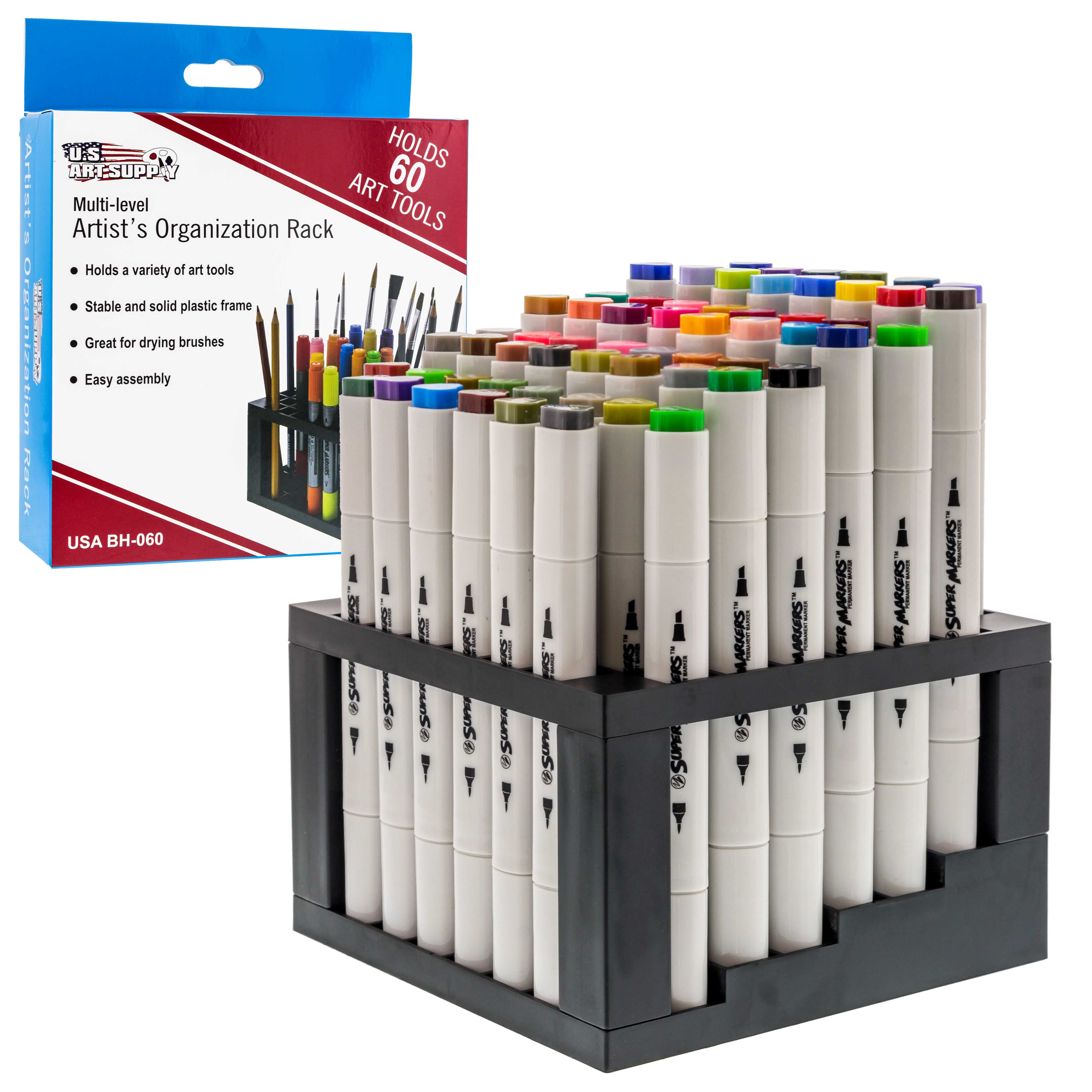 Black Multi-Level Plastic Art Supply Organizer Rack