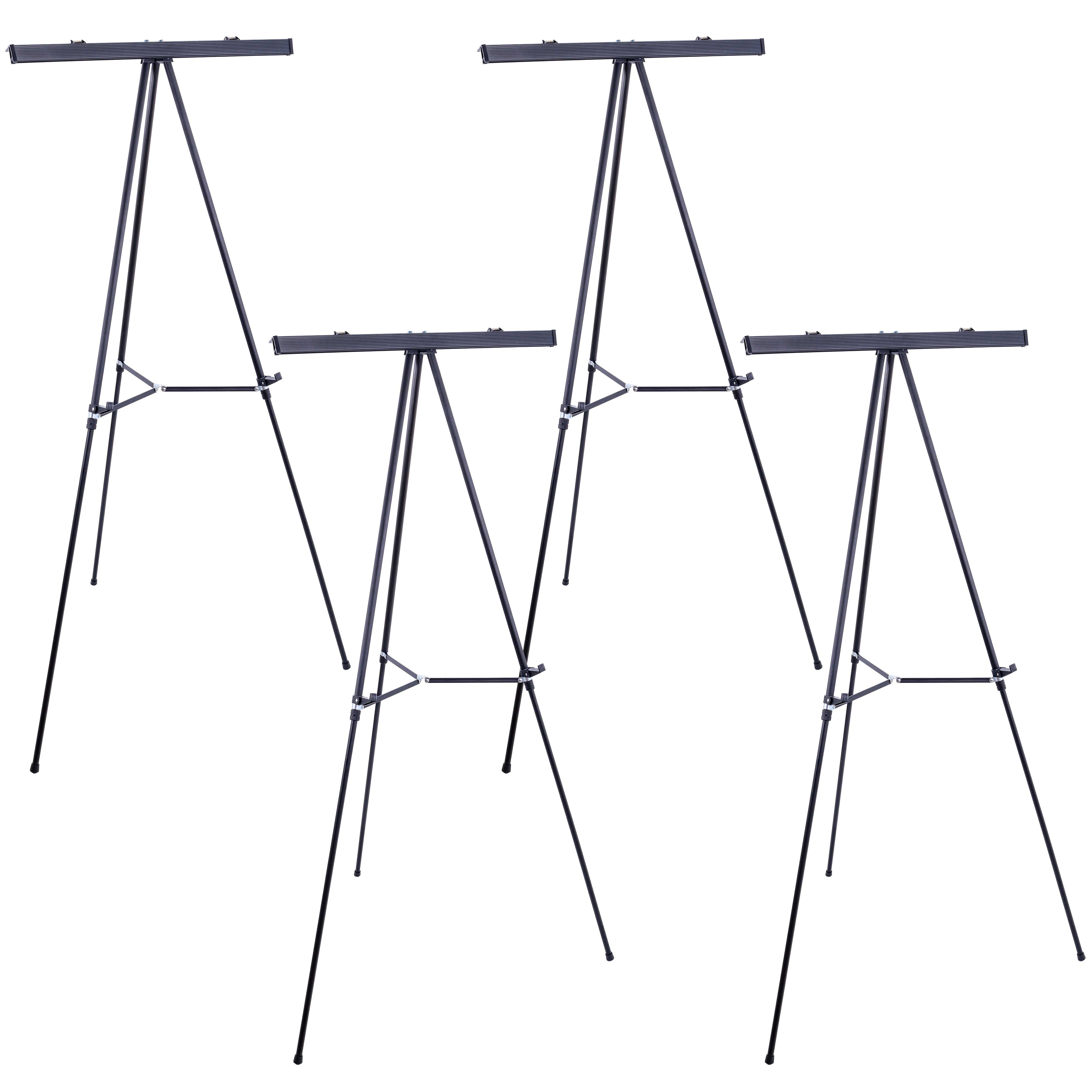 66" Black Aluminum Adjustable Flipchart Display Easel Pack of 4