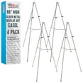 thumbnail image 1 of U.S. Art Supply 66" High Gallery Silver Aluminum Display Easel (Pack of 4), Adjustable Floor Tabletop Presentation Stand, 1 of 6
