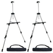 U.S. Art Supply 66" Silver Aluminum Tripod Artist Field Display Easel Stand (Pack of 2) - Adjustable, Floor and Tabletop