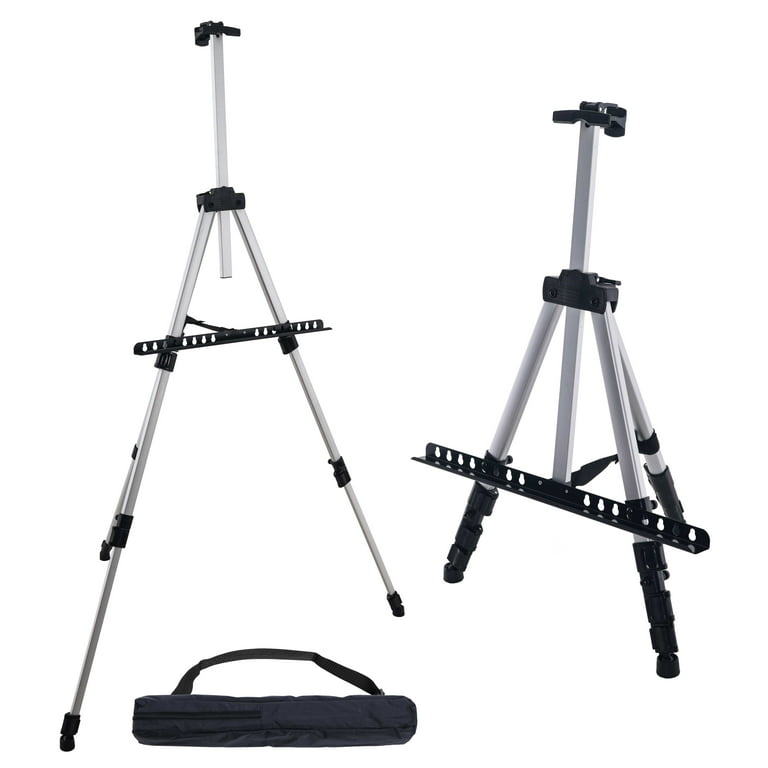Art Painting Display Easel Stand - 2 Pack 66 inch Aluminum Metal Tripod  Easel with Portable Bag Adjustable Height Easel for Wedding Sign, Canvas,  Floor Drawing
