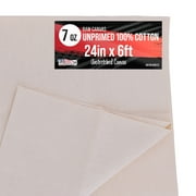 U.S. Art Supply 7-Ounce Unprimed 24" Wide x 2 Yards 6 Feet Long Unstretched Canvas Roll - 100% Cotton, Woven, Acid-Free - Oil & Acrylic Painting, Murals, Backdrop - Cut To Stretcher Bar Frame Size