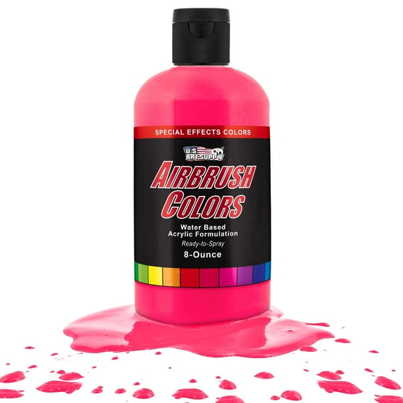 U.S. Art Supply 8-Ounce Special Effects Neon Pink Airbrush Paint