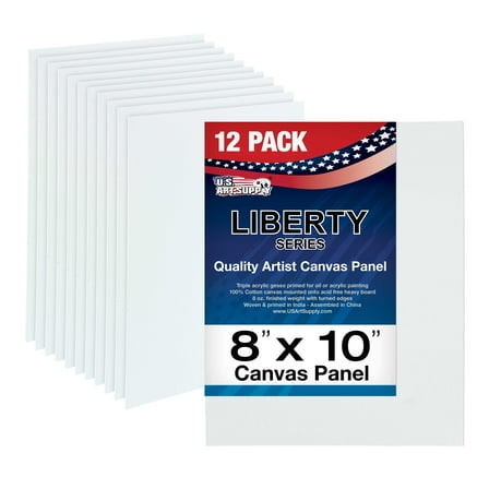 U.S. Art Supply 8 X 10 inch Professional Artist Quality Acid Free Canvas Panel Boards for Painting Value Pack of 12 (1 Full Case of 12 Single Canvas Board Panels)
