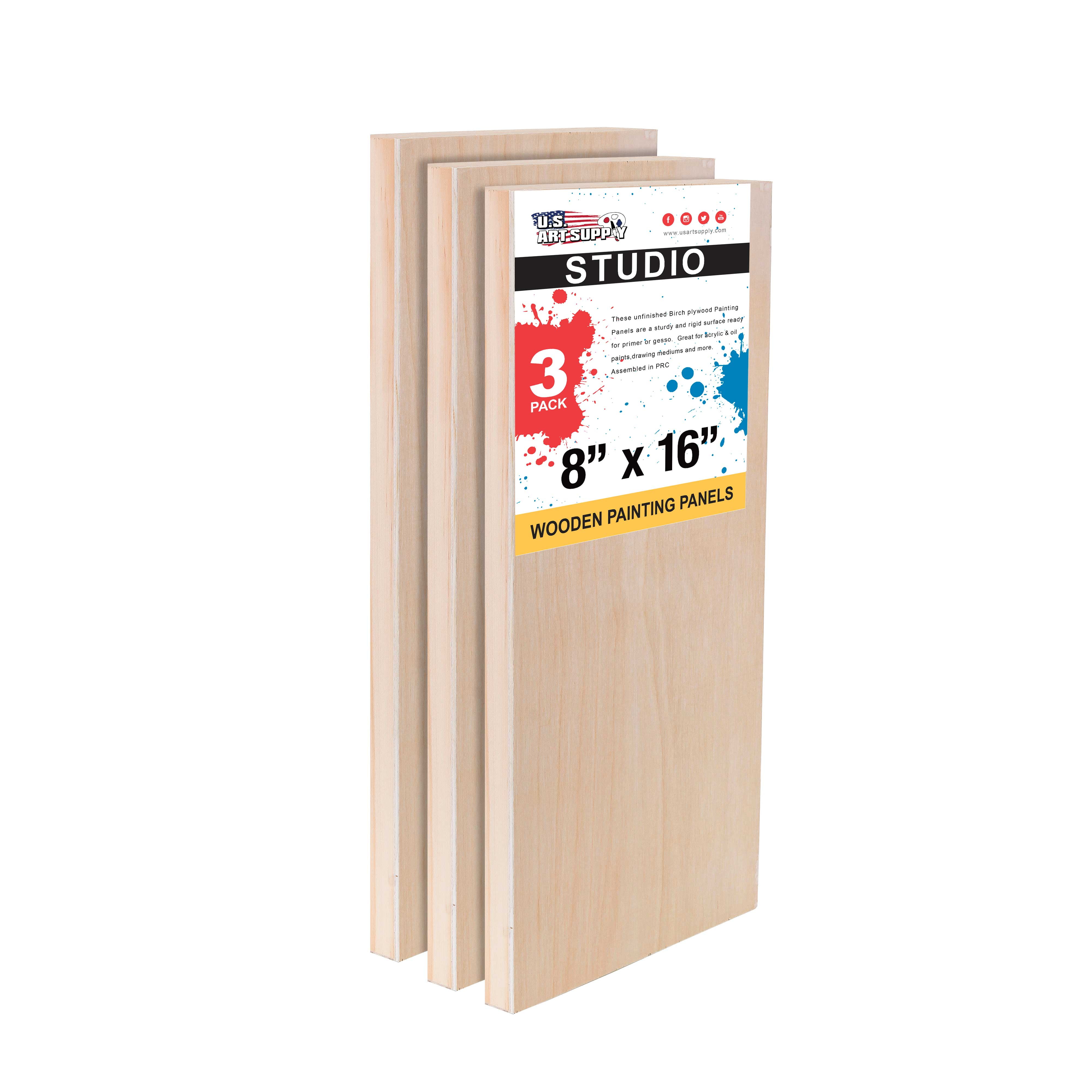 8" x 16" Natural Birch Wood Painting Panels, Pack of 3