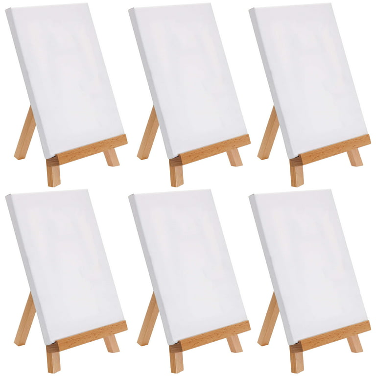 Ciieeo 8 Sets Easel Picture Frame Holder Stand White Paint Mini canvases  Painting Canvas Panels Cotton Canvas Boards Mini Stretched Canvas Drawing