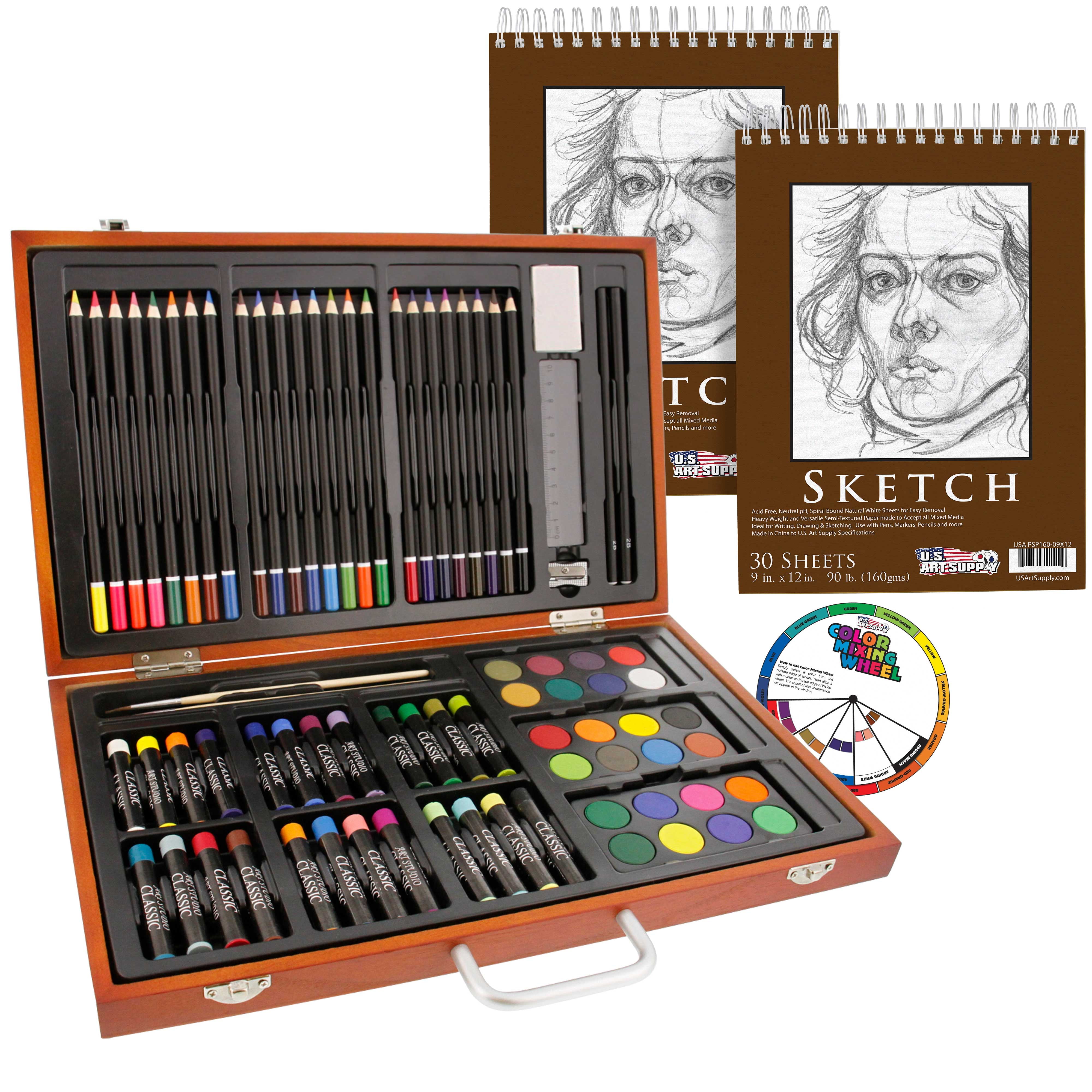 174 Pieces Artists Painting and Drawing Set With Beautiful Black Wood Carry  Case,us Edition Paint Set,artists Tools,art Supplies Kit for All 