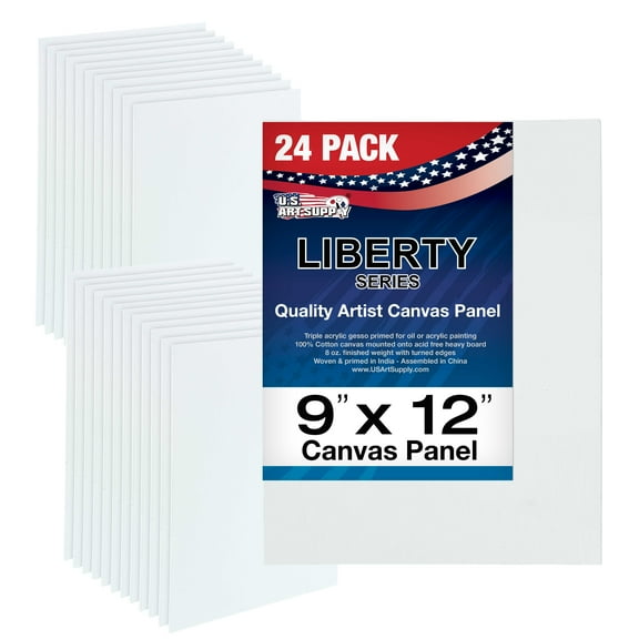 U.S. Art Supply 9 X 12 inch Professional Artist Quality Acid Free Canvas Panel Boards for Painting 2-12-Packs (1 Full Case of 24 Single Canvas Board Panels)