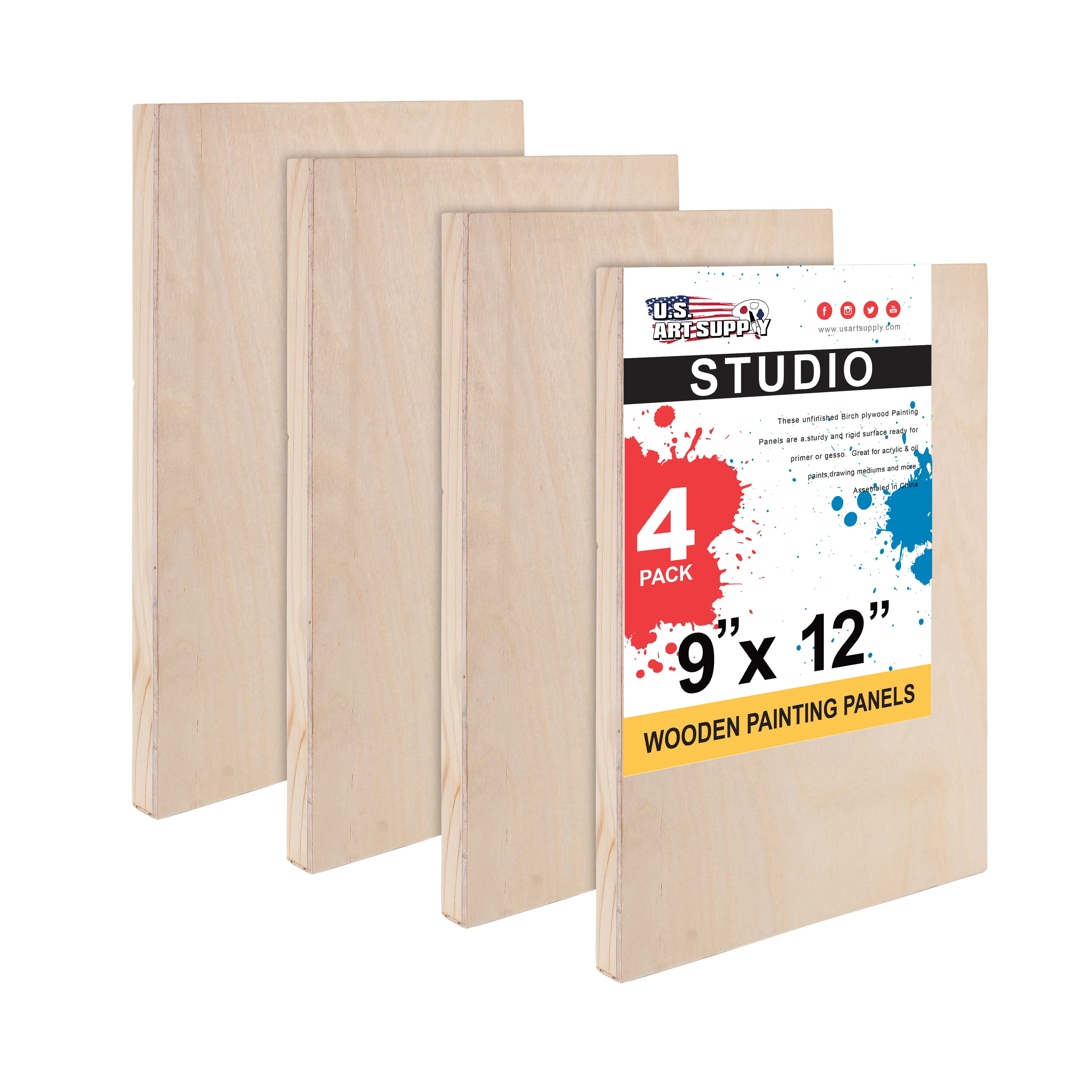 9" x 12" Natural Birch Wood Painting Panels, Pack of 4