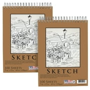 U.S. Art Supply 9" x 12" Premium Spiral Bound Sketch Pad, (Pack of 2 Pads) Each Pad has 100-Sheets, 60 Pound (100gsm) (Pack of 2 Pads)