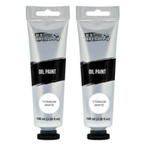 U.S. Art Supply Artists Oil Color Paint, Titanium White, 2 Extra-Large 100ml Tubes - Professional Grade, Excellent Tinting Strength, Mixable - Portrait Painting, Canvas, Wood Media - Student, Beginner