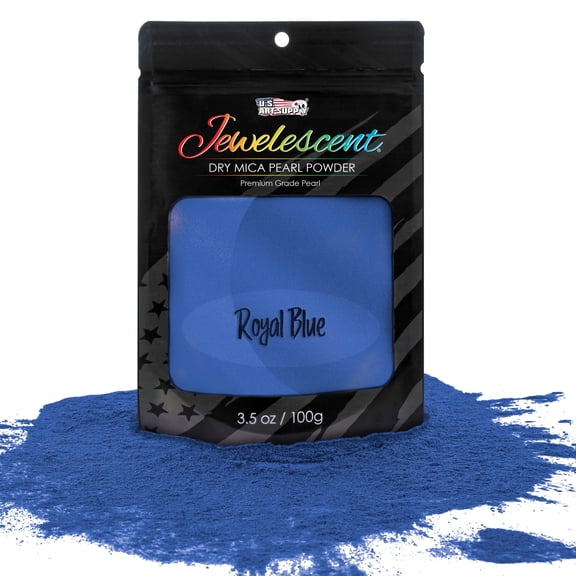U.S. Art Supply Jewelescent Royal Blue Mica Pearl Powder Pigment, 3.5oz (100g) Resealable Pouch - Non-Toxic Metallic Color Dye