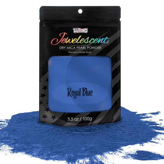 U.S. Art Supply Jewelescent Royal Blue Mica Pearl Powder Pigment, 3.5oz (100g) Resealable Pouch - Non-Toxic Metallic Color Dye