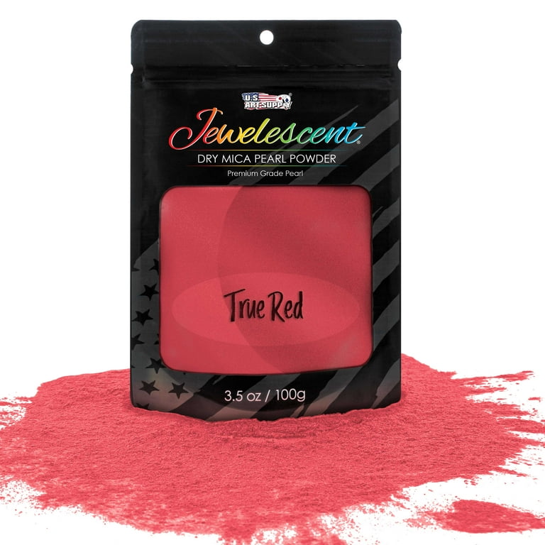 U.S. Art Supply Jewelescent True Red Mica Pearl Powder Pigment, 3.5oz  (100g) Resealable Pouch - Non-Toxic Metallic Color Dye 