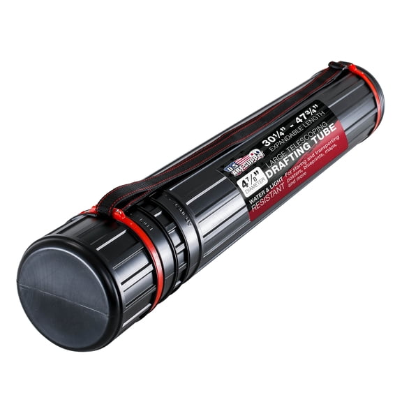 U.S. Art Supply Large Telescoping Drafting Tube - 4-7/8" Outside/4-1/2" Inside Diameter, Expands 30-1/4" to 47-3/4", Durable Protection with Shoulder Strap - Ideal for Posters, Blueprints, Art