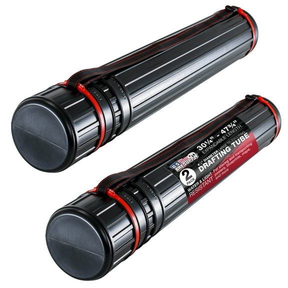 U.S. Art Supply Large Telescoping Drafting Tube (Pack of 2) - 4-7/8" Outside/4-1/2" Inside Diameter, Expands 30-1/4" to 47-3/4", Durable Protection with Shoulder Strap - Posters, Blueprints