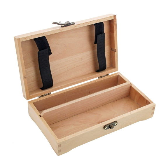 U.S. Art Supply Multi-Function Unfinished Beechwood Artist Tool and Brush Storage Box with Locking Clasps - Protect and Organize and Transport Pencils, Erasers, Tools & Supplies