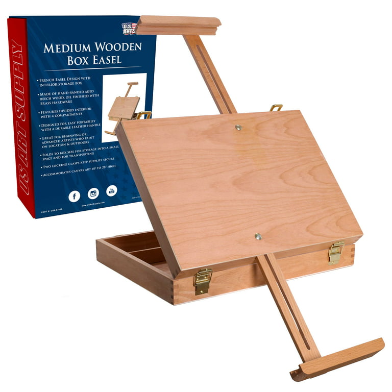 Adjustable Wooden Beech Table Top Easel Desk Box Painting