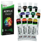 U.S. Art Supply Professional 12 Color Set of Acrylic Paint in 12ml Tubes - Rich Pigment Vivid Colors for Artists, Students, Beginners, Kids, Adults - Canvas, Portrait Paintings, Wood, Craft, Hobby