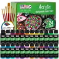 U.S. Art Supply 24 Color Acrylic Paint Set, 2 Oz Bottles, 7Piece Brush