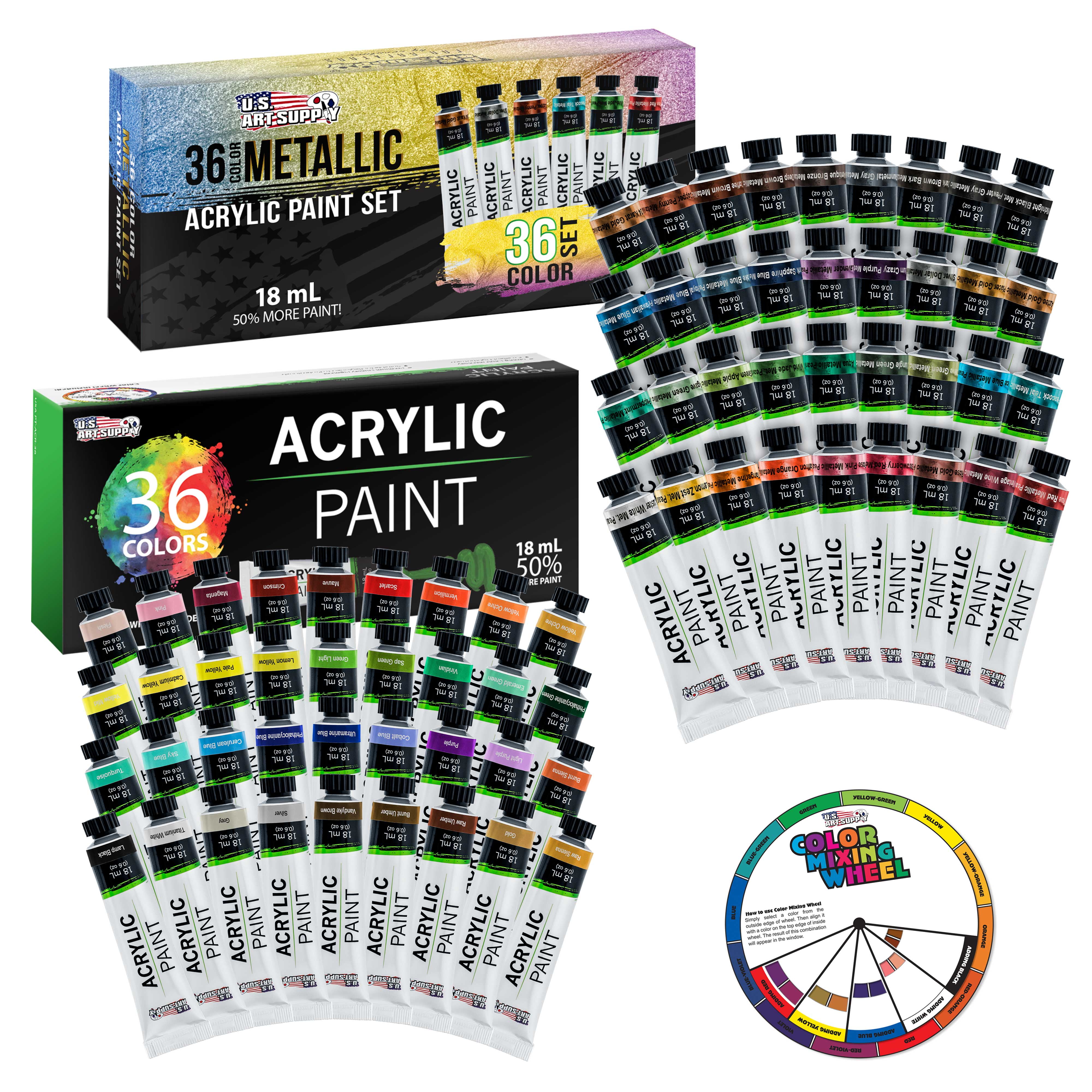 U.s. Art Supply Professional 72 Color Set of Acrylic Paint in Large 18ml  Tubes - for sale online
