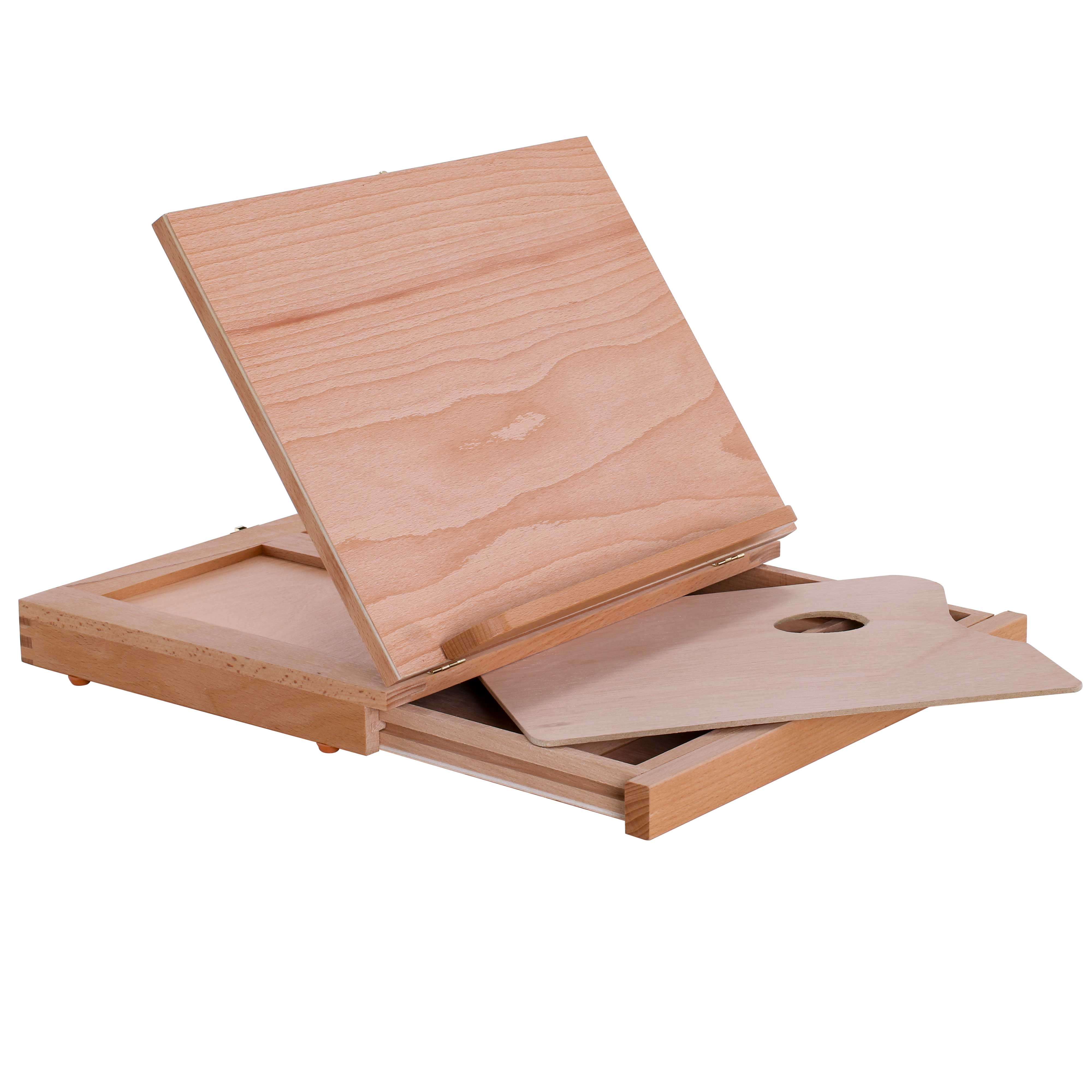 Premium Beech Wood Artist Storage Box - Compartments, Drawer - High-Quality