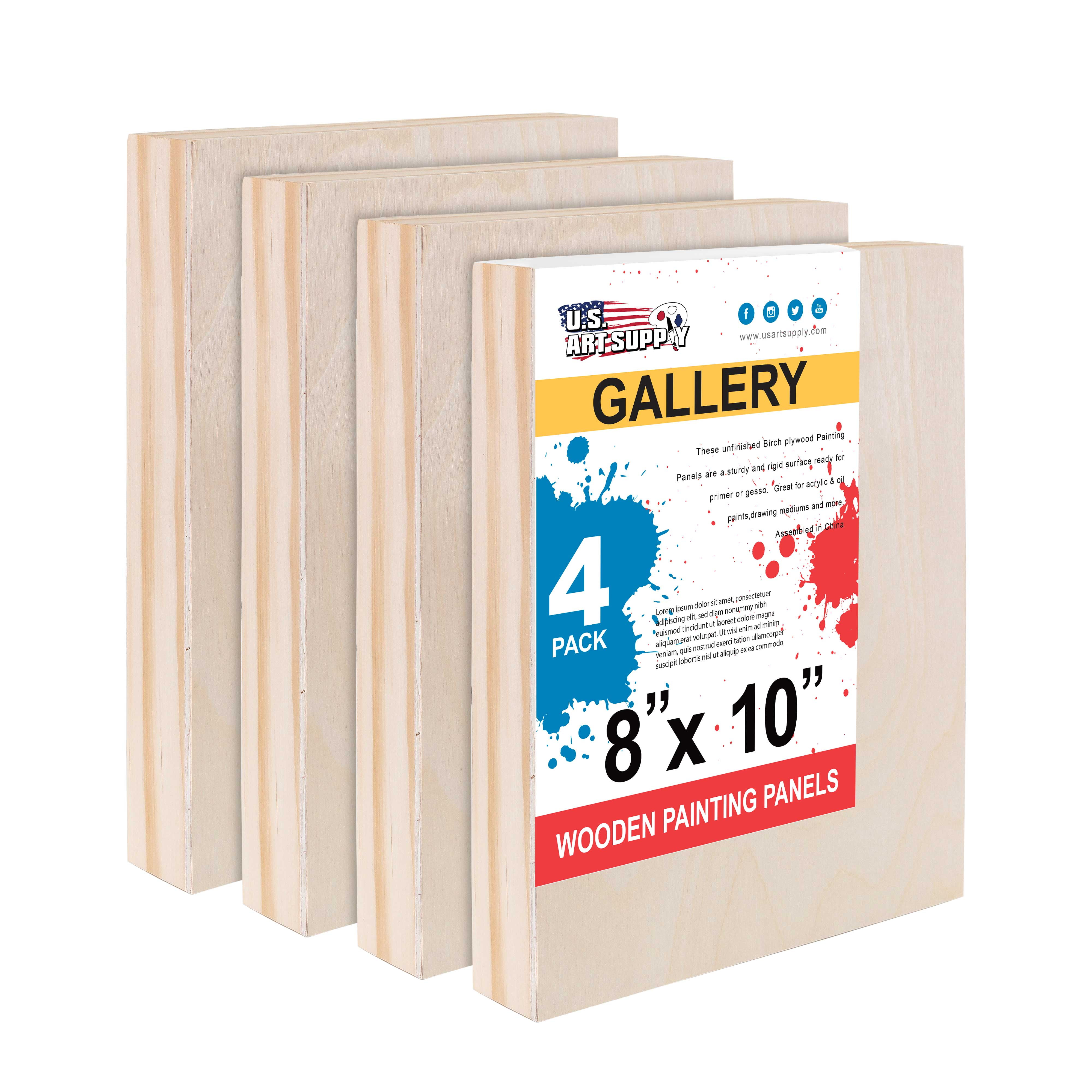 8x10 Inch Unfinished Birch Wood Painting Panels, 4 Pack