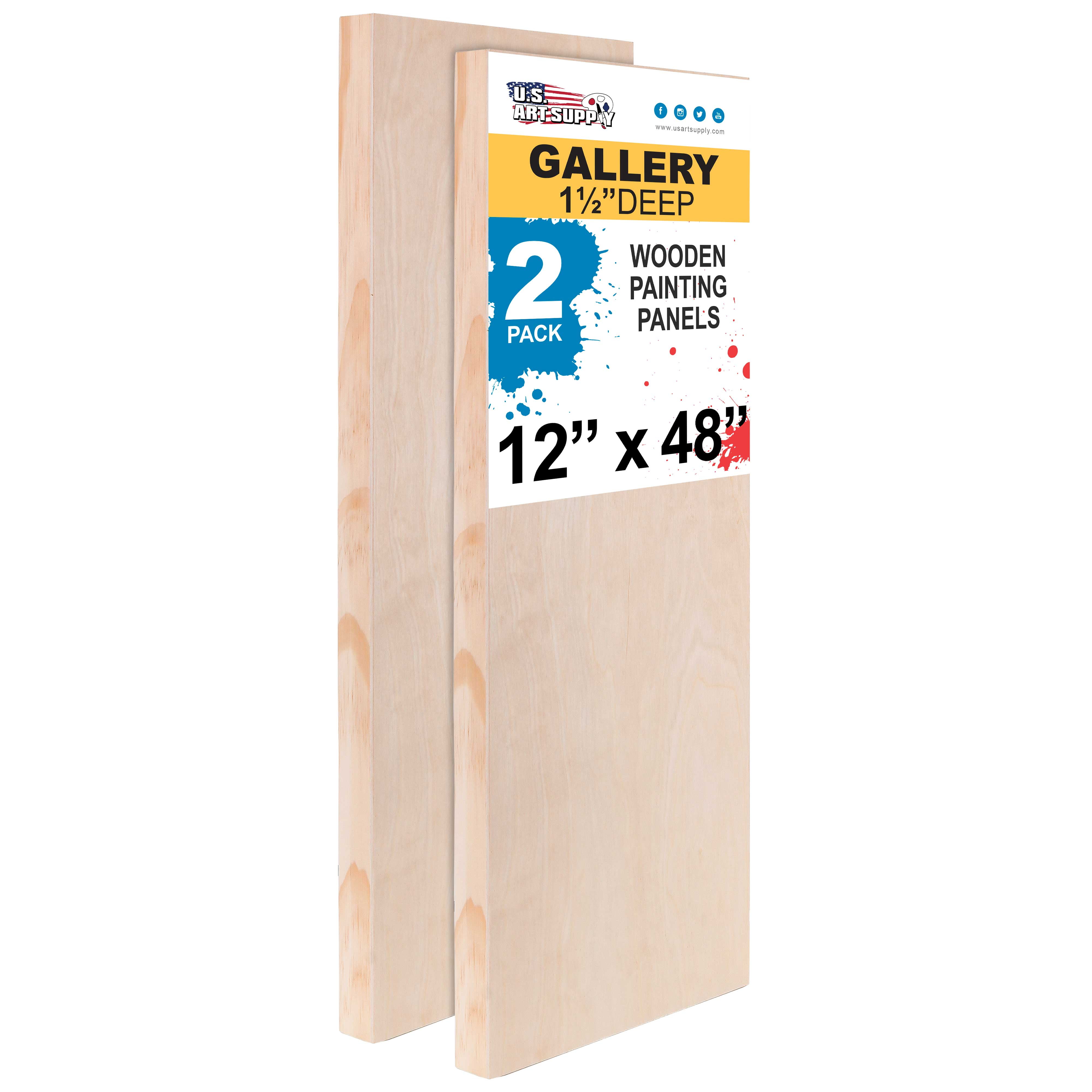 12x48 Inch Natural Birch Wood Painting Panels, 2 Pack