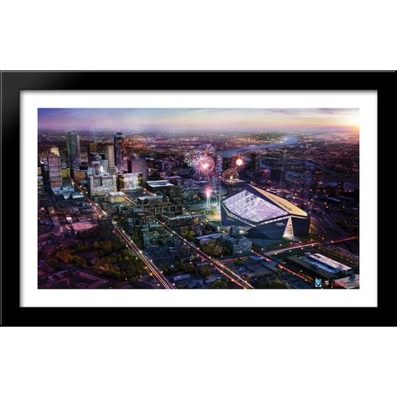 U.S. Bank Stadium 40x24 Large Black Wood Framed Print Art - Home of the Minnesota Vikings