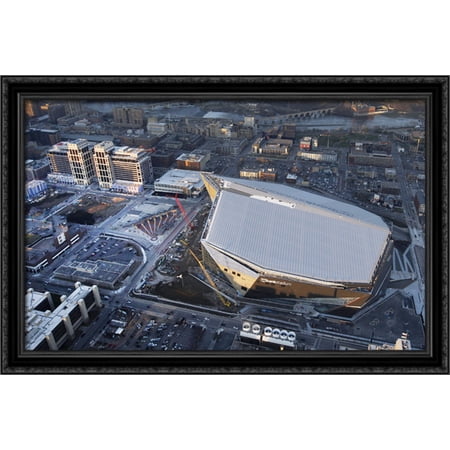 U.S. Bank Stadium 40x26 Large Black Ornate Wood Framed Canvas Art - Home of the Minnesota Vikings