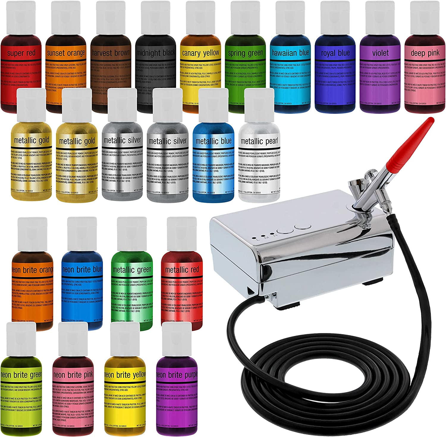 U.S. Cake Supply Complete Cake Decorating Airbrush Kit with a Full