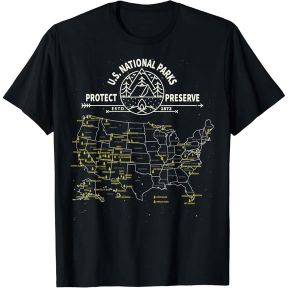U.S. Camping All 63 Us S Map T Shirt