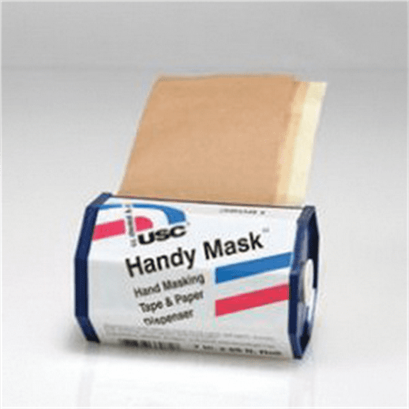 US Chemical Handy Mask 38081 Hand Masking Tape and Paper with Dispenser, 7 in W x 65 ft L