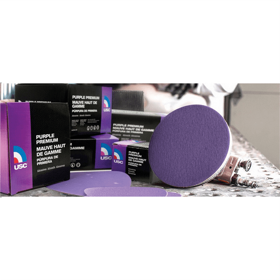 USC ABRASIVES Purple Premium 991420 Sanding Disc, 6 in Dia, P1000 Grit, Film Backing, Wet/Dry, Hook and Loop Attachment