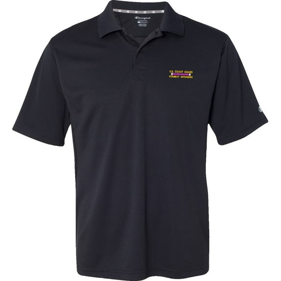 U.S. Coast Guard Combat Wounded Large Black Moisture Wicking Polo