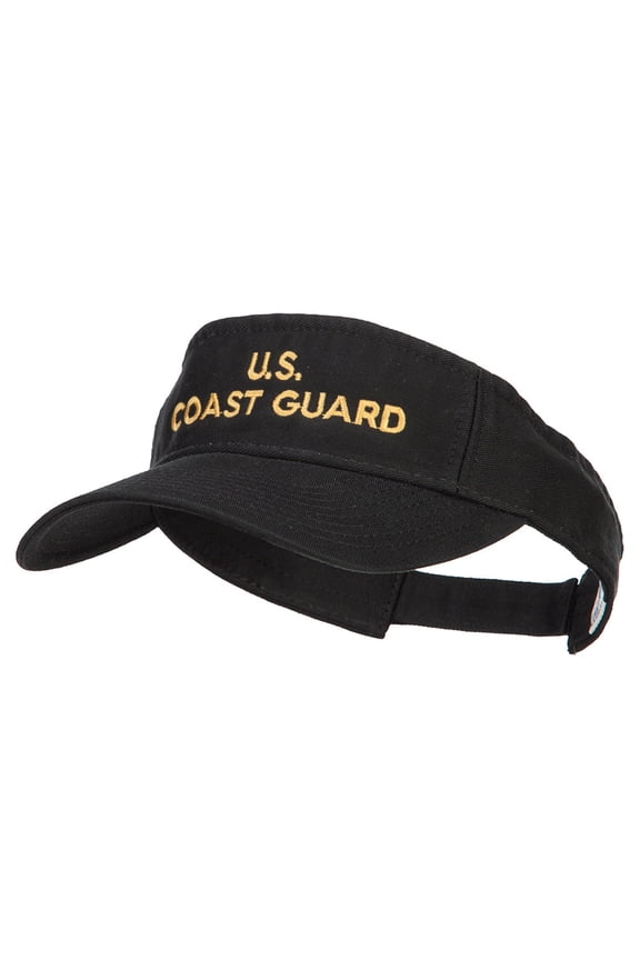 U.S. Coast Guard Embroidered Pro Style Cotton Washed Visor - Black OSFM