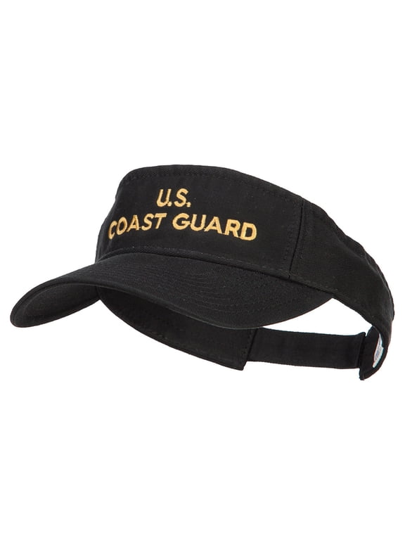 U.S. Coast Guard Embroidered Pro Style Cotton Washed Visor - Black OSFM