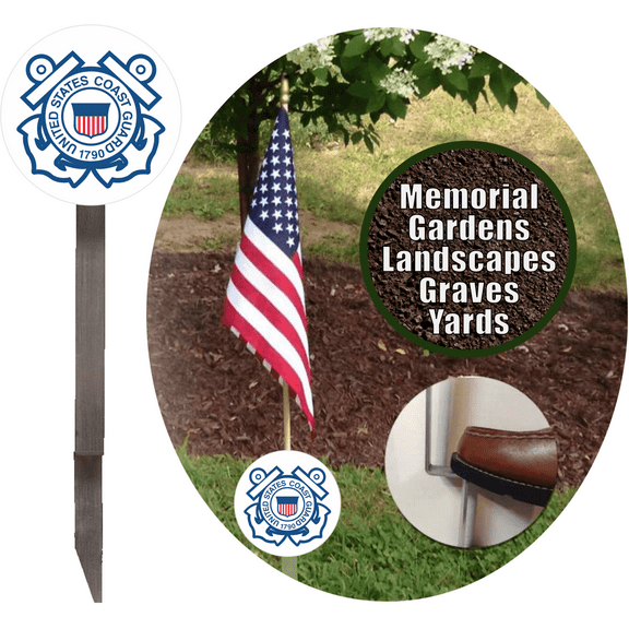U.S. Coast Guard Flag Holder Grave Marker with 8x12 American Flag