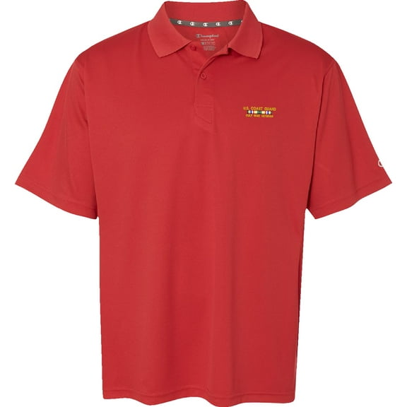 U.S. Coast Guard Gulf War Large Scarlet Moisture Wicking Polo