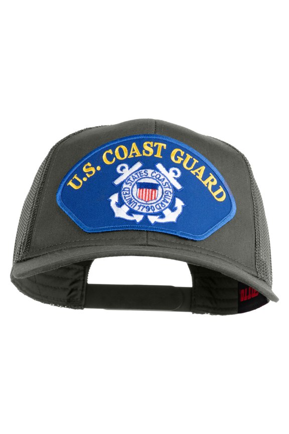 U.S. Coast Guard Logo Blue Patched Solid Cotton Twill Mesh Prostyle Cap - Grey OSFM