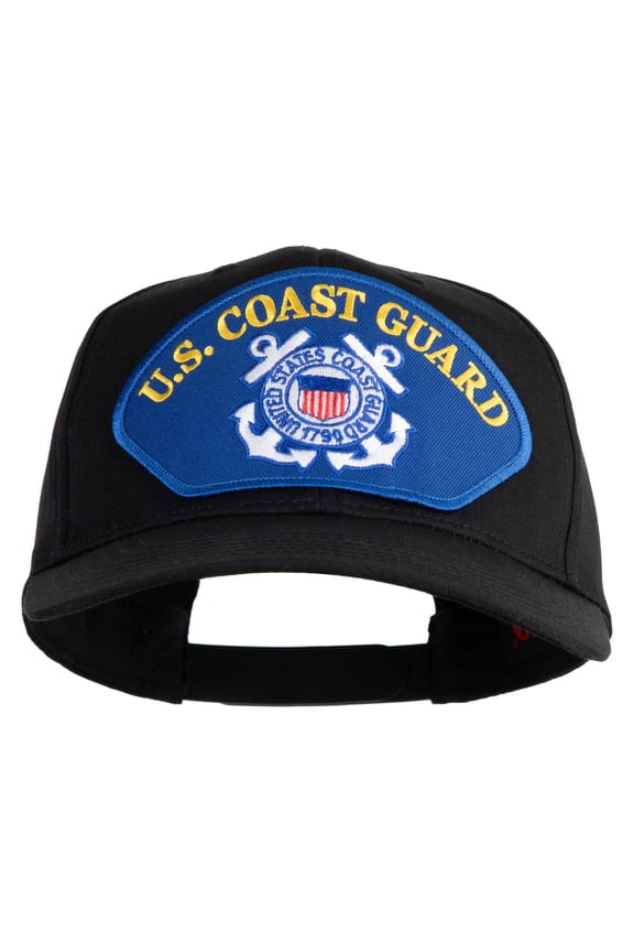 U.S. Coast Guard Logo Blue Patched Solid Cotton Twill Pro Style Cap - Black OSFM