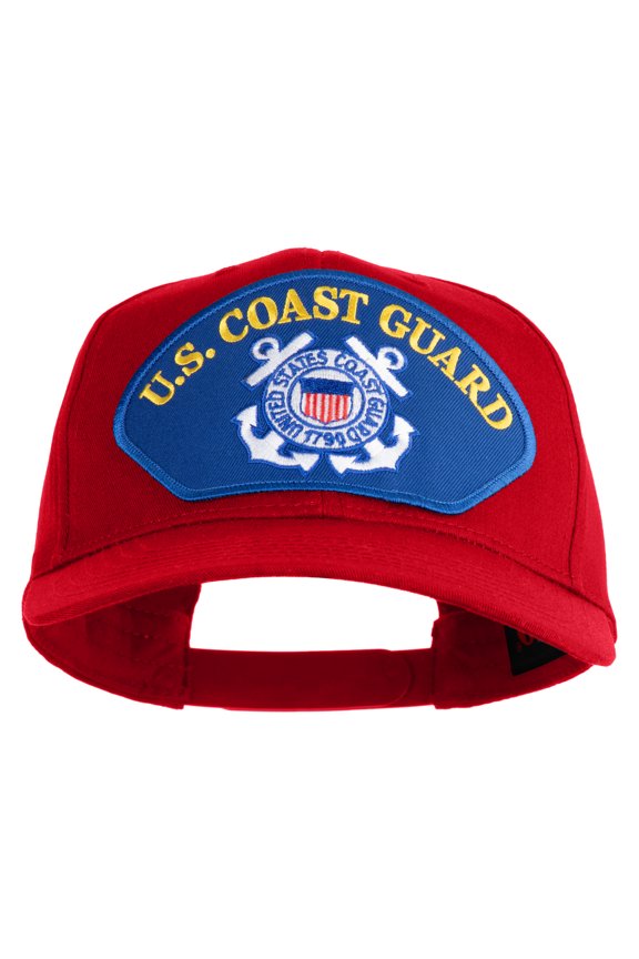 U.S. Coast Guard Logo Blue Patched Solid Cotton Twill Pro Style Cap - Red OSFM