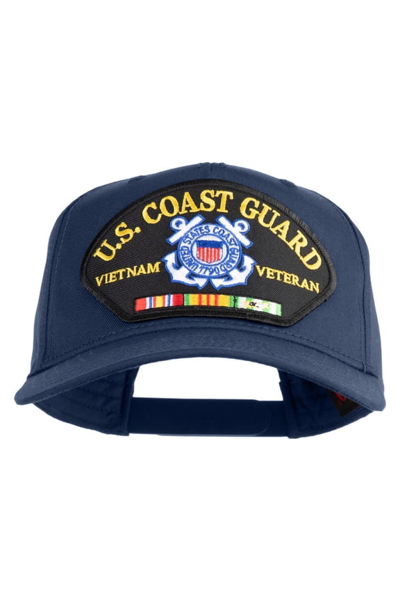 U.S. Coast Guard Vietnam Veteran Patched Solid Cotton Twill 5 Panel Prostyle Snap Cap - Navy OSFM